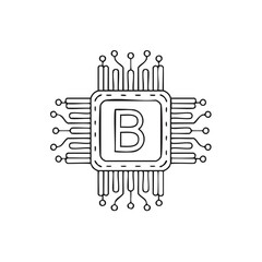 Poster - Circuit Board with Letter B Icon Graphic