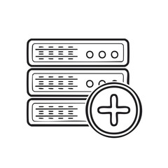 Poster - Server rack with a plus symbol indicating addition or expansion concept