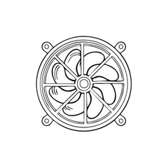 Poster - Detailed black and white illustration of a computer fan.