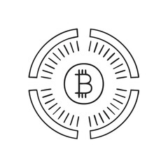 Poster - Bitcoin cryptocurrency finance icon global digital currency blockchain technology simple line art illustration