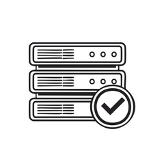 Poster - Computer server stack with checkmark icon representing verified data or system status