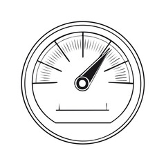 Poster - Analog gauge meter reading with pointer, vector illustration, measuring instrument indicator and display panel showing level