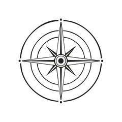 Poster - Classic Black and White Compass Rose Navigation Symbol Icon Vector