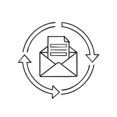 Aufkleber - Email document exchange process with circular refresh arrows outline icon