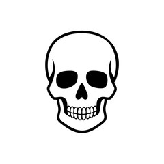 Poster - Simple black outline human skull illustration graphic design element for Halloween and danger themes