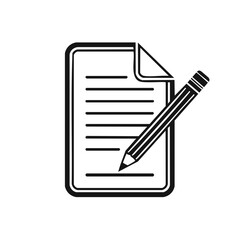 Poster - Simple black and white icon of a pencil writing on a document for notes or forms