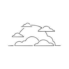 Poster - Abstract line art drawing of clouds connected by curved lines against a white background