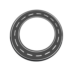 Poster - Minimalist circular road illustration for endless journey, loop, or circuit concept