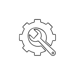 Poster - Wrench and Gear Line Icon for Technical Service and Settings