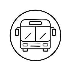 Poster - Bus icon in a circle outline illustration. Public transportation symbol graphic.