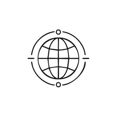 Aufkleber - Minimalist line art icon of a globe representing worldwide connection, network, and globalization.