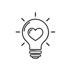 Poster - Lightbulb icon with heart shape, love and idea concept