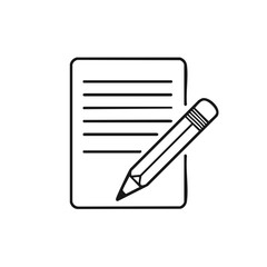 Poster - Minimalist line art illustration showing a notepad and pencil for writing and creativity