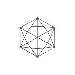 Poster - Geometric form with connected lines and dots, isolated on a white background.