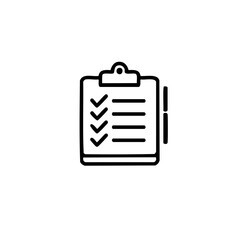Poster - Clipboard with checklist icon in outline style. Business concept, symbol for document.