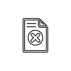 Poster - Rejected document or deleted file line icon with a cross mark