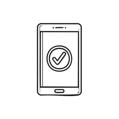 Poster - Mobile Phone with Check Mark Graphic Symbolizing Success or Task Completion