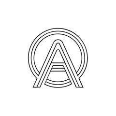 Poster - Modern minimalist line art letter A logo design with concentric circles.