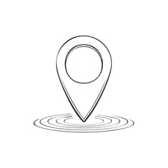 Poster - Hand-drawn map pin icon with concentric circles symbolizing location or destination
