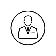 Poster - Stylized Person Icon with Suit and Tie in Circular Frame Symbolizing Profession and Formality