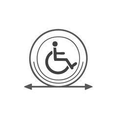 Poster - Wheelchair accessibility symbol with arrows indicating inclusive access and movement