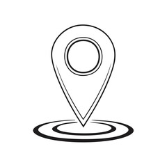 Poster - Location marker icon with a map pin pointing to a destination spot. GPS navigation symbol line art.