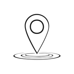 Poster - Black and White Destination Pointer with Water Ripple Effect Illustration
