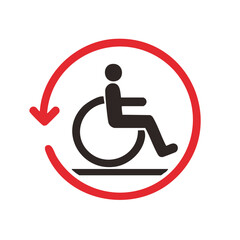Poster - Wheelchair Accessible Circular Sign with Rotating Arrow Symbol, Accessibility Awareness