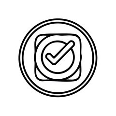 Poster - Outline Icon with Check Mark Inside Shape and Circle