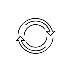Poster - Abstract continuous circular arrows refresh symbol line art vector icon doodle style