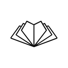 Poster - Minimalist open book icon with fanned pages line art symbol for education knowledge or library