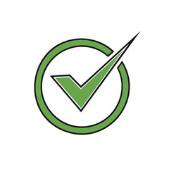 Poster - Green check mark symbol inside a circle graphic icon for approval success or correct choice