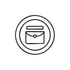Poster - Stylized briefcase icon with circular framing and simple line art design for business and finance concepts