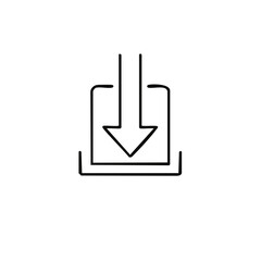Poster - Simple line art download icon with down arrow and container symbol