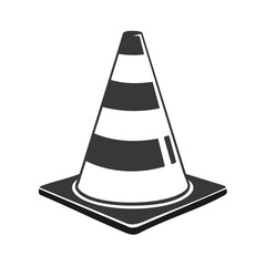Poster - Icon of striped safety cone for construction or road hazard caution symbol or street work warning equipment