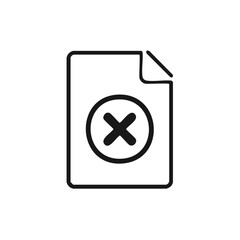 Poster - Document File with X Mark, Error and Cancellation, Negative Approval, Deletion and Rejection, Modern Simple Black and White Icon