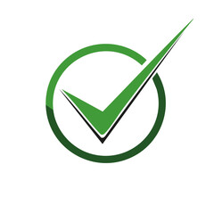 Poster - Modern green checkmark icon inside a circle symbolizing success validation and correct choice vector illustration