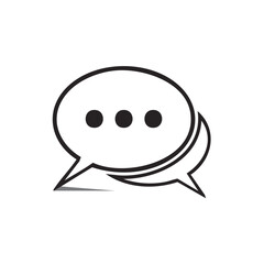 Poster - Speech bubble icon, communication, three dots, black and white.