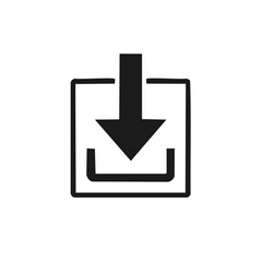 Aufkleber - Simple download icon with hand drawn arrow symbol for saving data and files