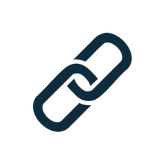 Poster - Interlocked Chains Link Vector Graphic, Connectivity and Dependence Symbol, Dark Blue on White
