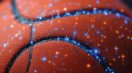 Poster - Basketball with digital lines and futuristic elements representing technology and innovation.