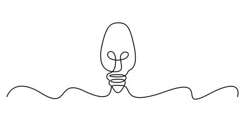 Poster - Continuous one line drawing of light bulb. Creative light bulb outline minimalistic line art. Single line drawing light bulb. Vector illustration