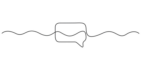 Poster - Continuous one line drawing of speech bubbles outline vector illustration