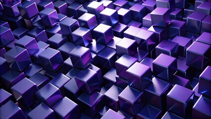 Wall Mural - abstract composition of shiny deep purple cubes in a three-dimensional array