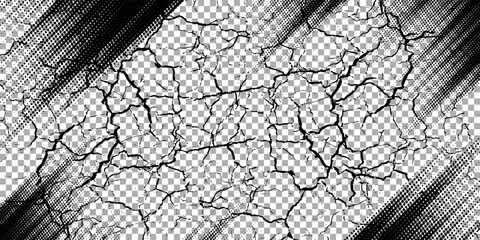 Aufkleber - Black halftone dot pattern, gradient, grunge texture, background. Pop art comic sports style vector illustration of halftone dots. Modern