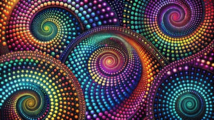 Wall Mural - Abstract swirling patterns of vibrant multicolored dots creating a mesmerizing visual experience