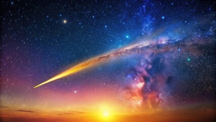 Wall Mural - A Celestial Event Comet's Fiery Trail Across a Starry Sky at Sunrise