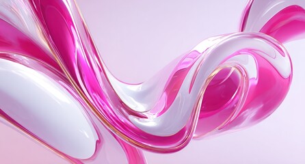 Poster - Swirling pink and white glossy form