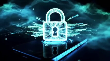 Digital lock phone screen cyber data