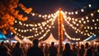 © MD - Magical Evening Festival with Illuminated String Lights and Lively Crowds Under a Starry Sky